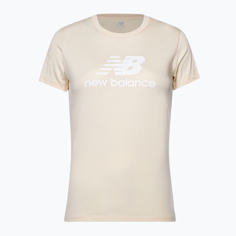 T-shirt New Balance Essentials Stacked Logo tm crema da donna 5