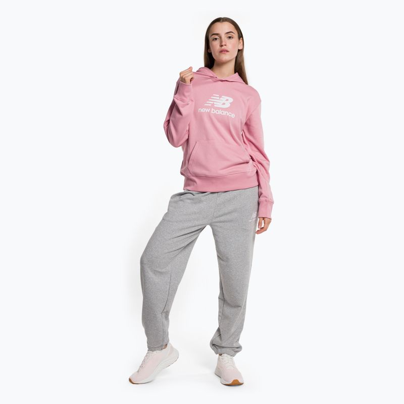 Felpa con cappuccio New Balance Essentials Stacked Logo French Terry Donna, rosa chiaro 2