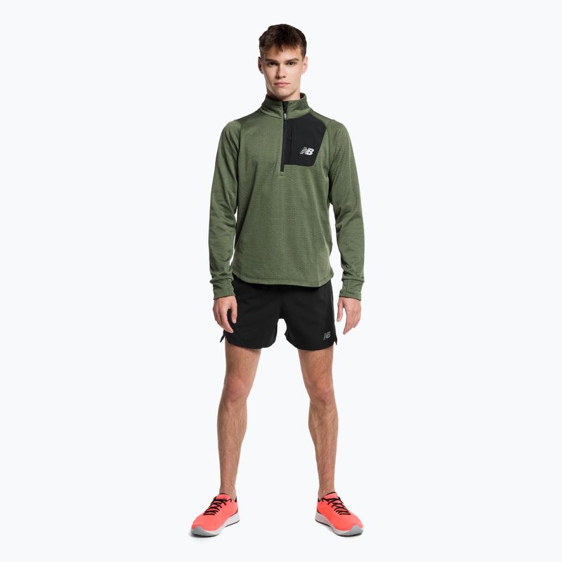 Felpa da corsa New Balance Heat Grid Half Zip deep olive graphite da uomo 2