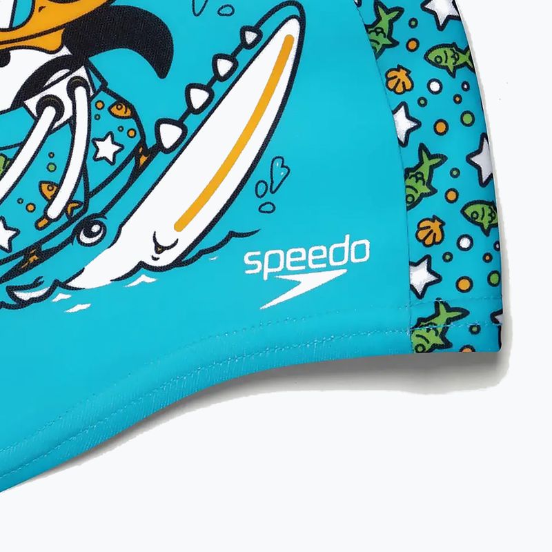 Cuffia da bagno Speedo in poliestere stampato blu/verde per bambini 3