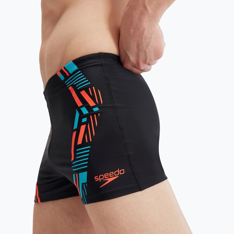 Pantaloncini da bagno Speedo Tech Print Aquashort da uomo nero/arancio 7