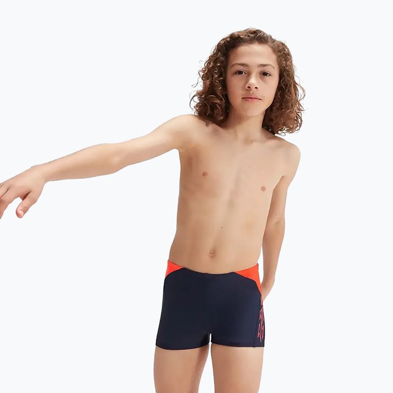 Speedo Hyper Boom Logo Splice, costume da bagno per bambini, blu/arancio 8