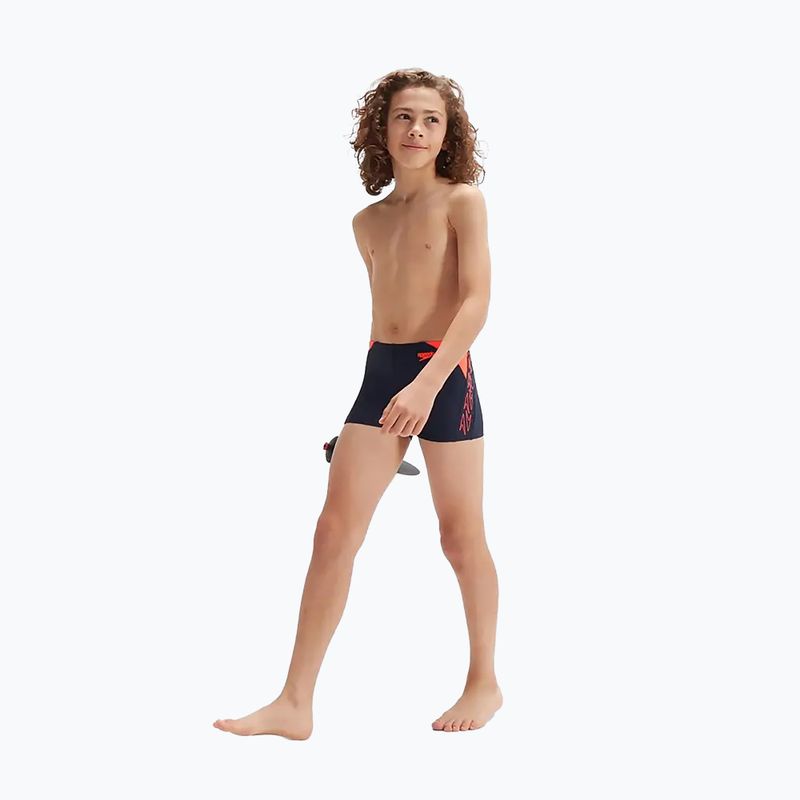 Speedo Hyper Boom Logo Splice, costume da bagno per bambini, blu/arancio 11