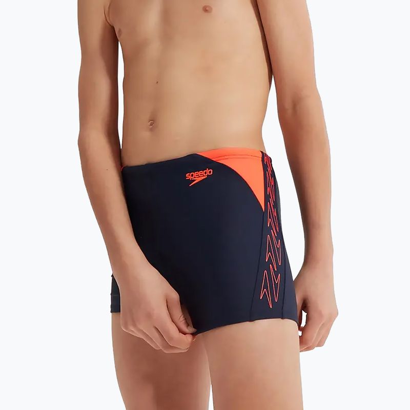 Speedo Hyper Boom Logo Splice, costume da bagno per bambini, blu/arancio 12