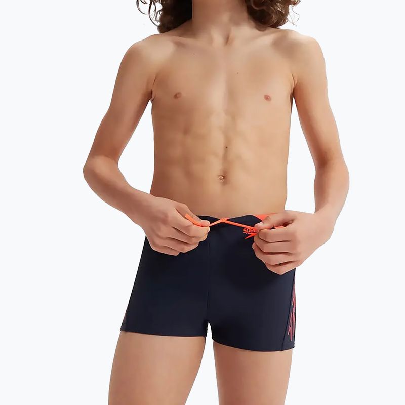 Speedo Hyper Boom Logo Splice, costume da bagno per bambini, blu/arancio 13