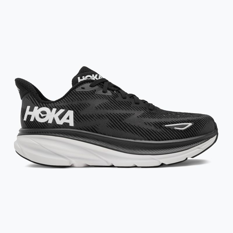 Scarpe da corsa da uomo HOKA Clifton 9 Wide nero/bianco 2