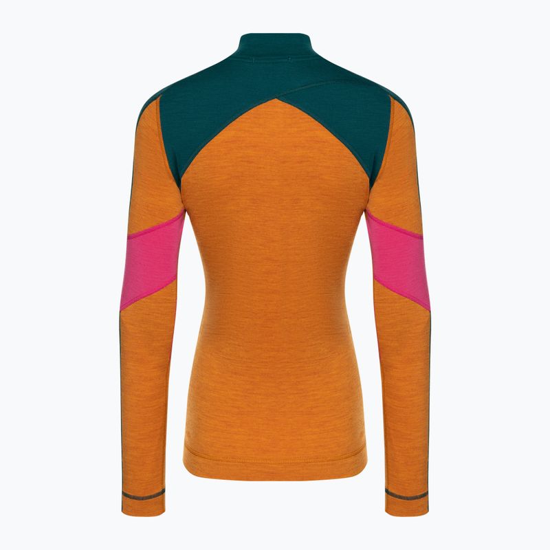 Maglia termica da donna Smartwool Merino Baselayer Colorblock 1/4 Zip Boxed marmalade heather 4