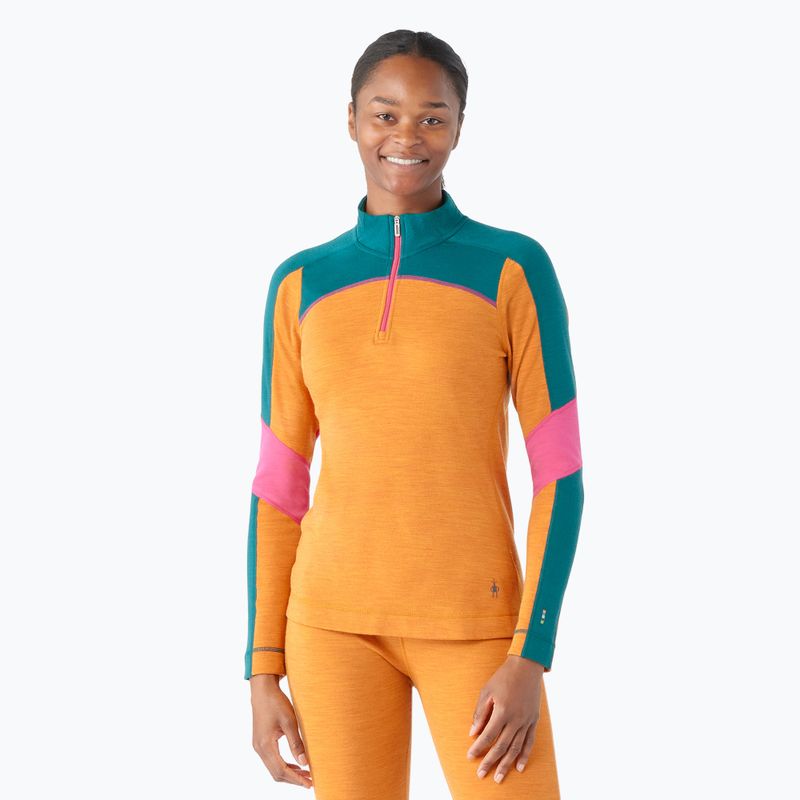 Smartwool Merino Baselayer donna Colorblock termico manica lunga 1/4 Zip in scatola marmalade