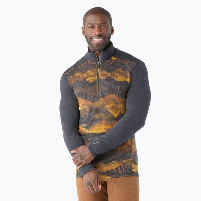 Uomo Smartwool Merino 250 Baselayer 1/4 Zip boxed thermal longsleeve charcoal mtn scape