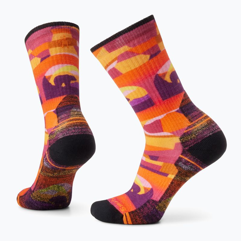 Calze da trekking Smartwool da donna Hike Light Cushion Bear Country Print Crew arancio ruggine 6