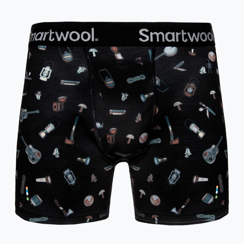 Boxer Smartwool Merino Print da uomo, nero, da campeggio 3