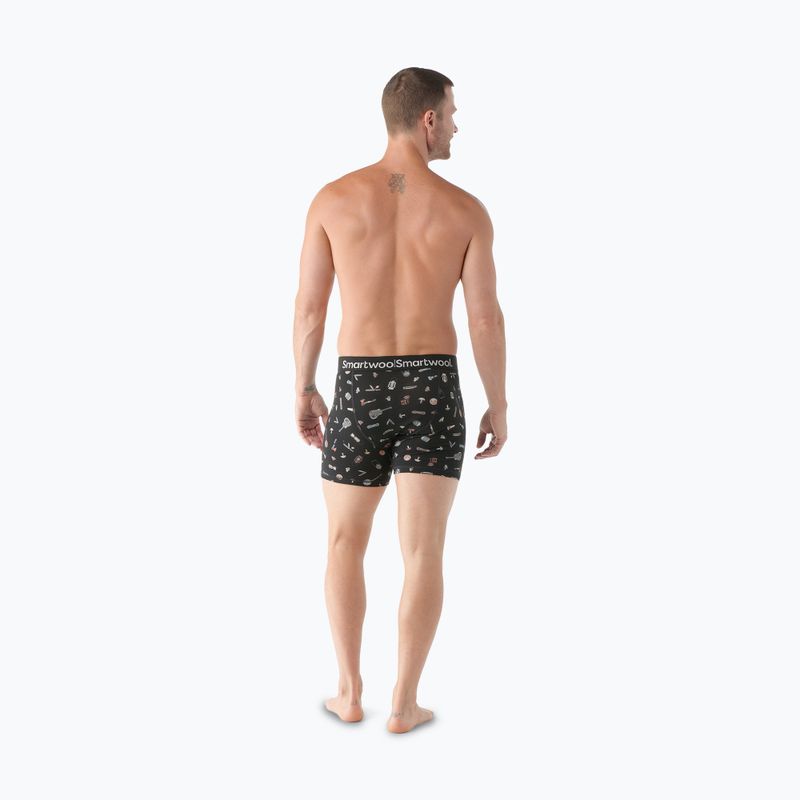 Boxer Smartwool Merino Print da uomo, nero, da campeggio 2