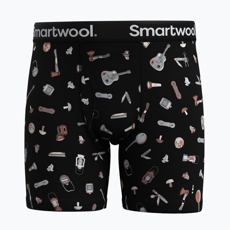 Boxer Smartwool Merino Print da uomo, nero, da campeggio 3