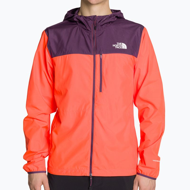 Giacca da corsa da uomo The North Face Higher Run Wind, fiamma viva/nero ribes viola