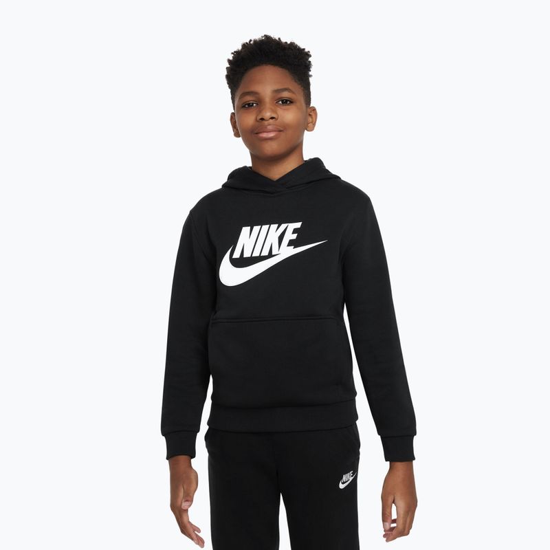 Felpa con cappuccio Nike Club Fleece da bambino, nero/bianco 5
