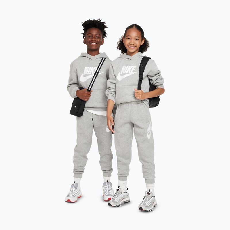 Felpa per bambini Nike Club Fleece Hoodie dark grey heather/white 5