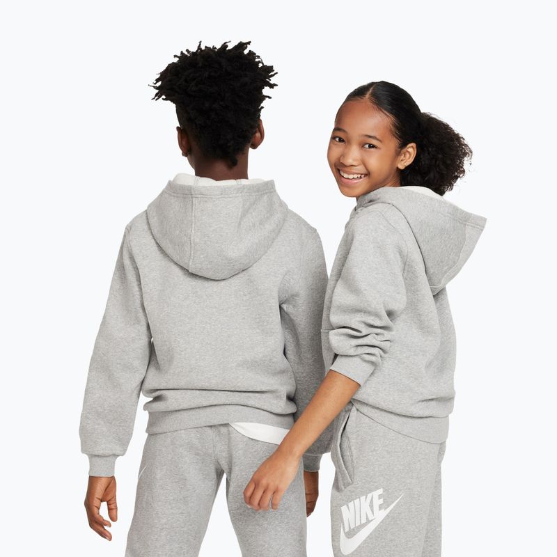 Felpa per bambini Nike Club Fleece Hoodie dark grey heather/white 6