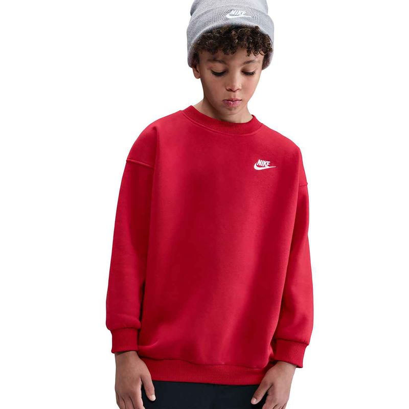 Felpa Nike Sportswear Club Fleece da bambino rosso universitario/bianco 7
