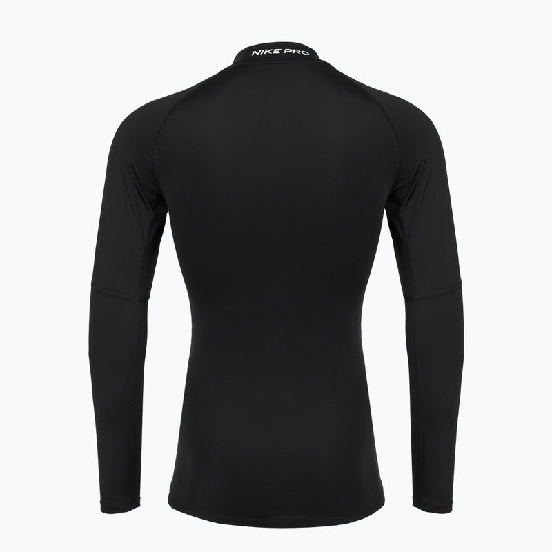 Uomo Nike Pro Dri-Fit Mock-Neck manica lunga da allenamento nero/bianco 7