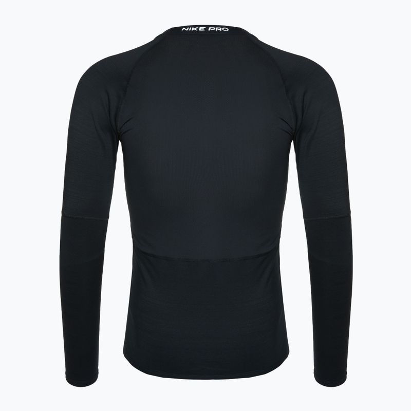 Maniche lunghe da allenamento da uomo Nike Pro Warm LS nero/bianco 2