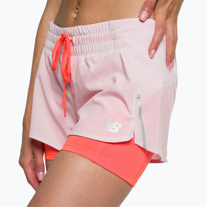 Pantaloncini da corsa New Balance Printed Impact Run 2In1 rosa pietra da donna 4