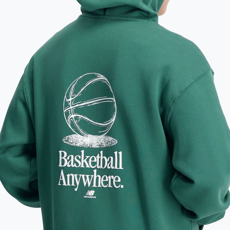 Felpa da uomo New Balance Hoops Fleece Hoodie team verde bosco 4