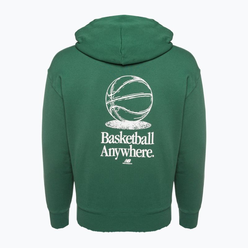 Felpa da uomo New Balance Hoops Fleece Hoodie team verde bosco 6