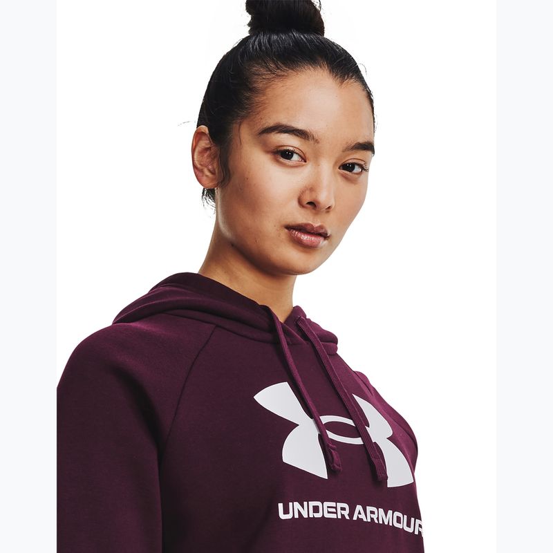 Felpa da allenamento Under Armour da donna Rival Fleece Big Logo marrone scuro/bianco 4