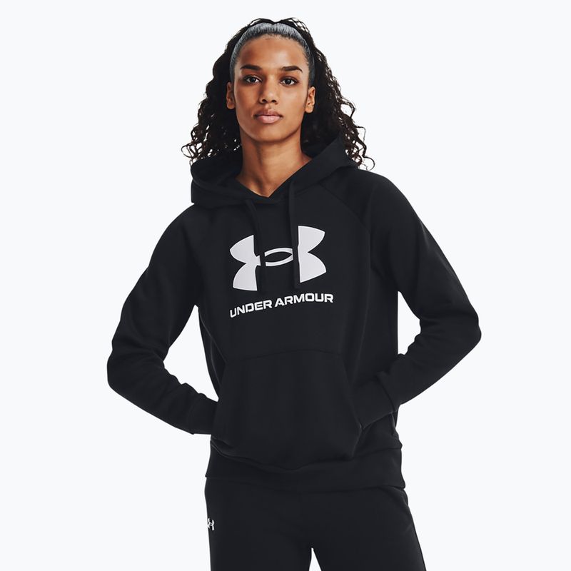 Felpa da donna Under Armour Rival Fleece Big Logo Hoody nero/bianco