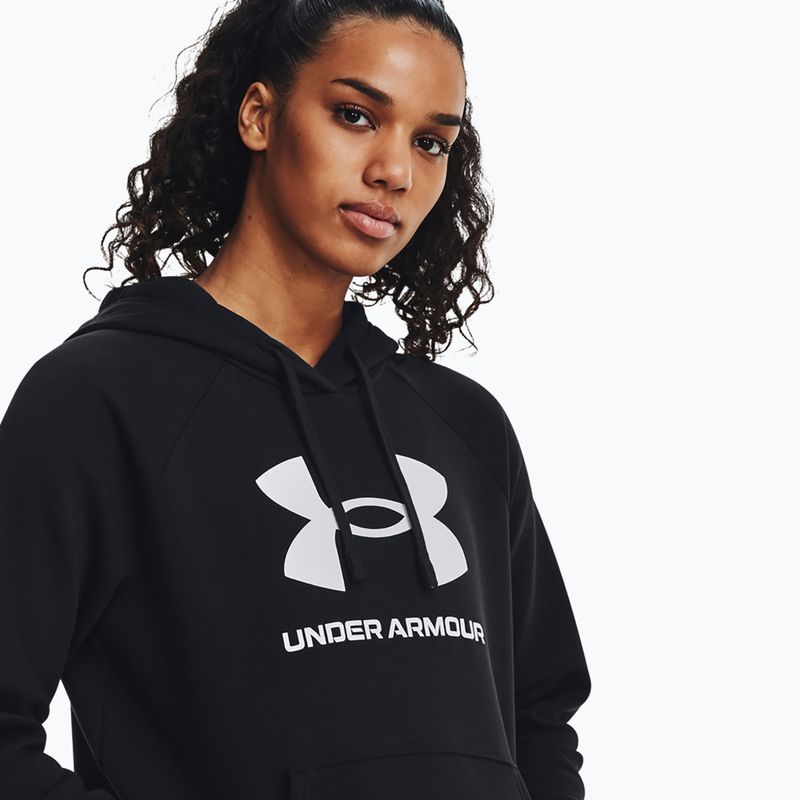 Felpa da donna Under Armour Rival Fleece Big Logo Hoody nero/bianco 4