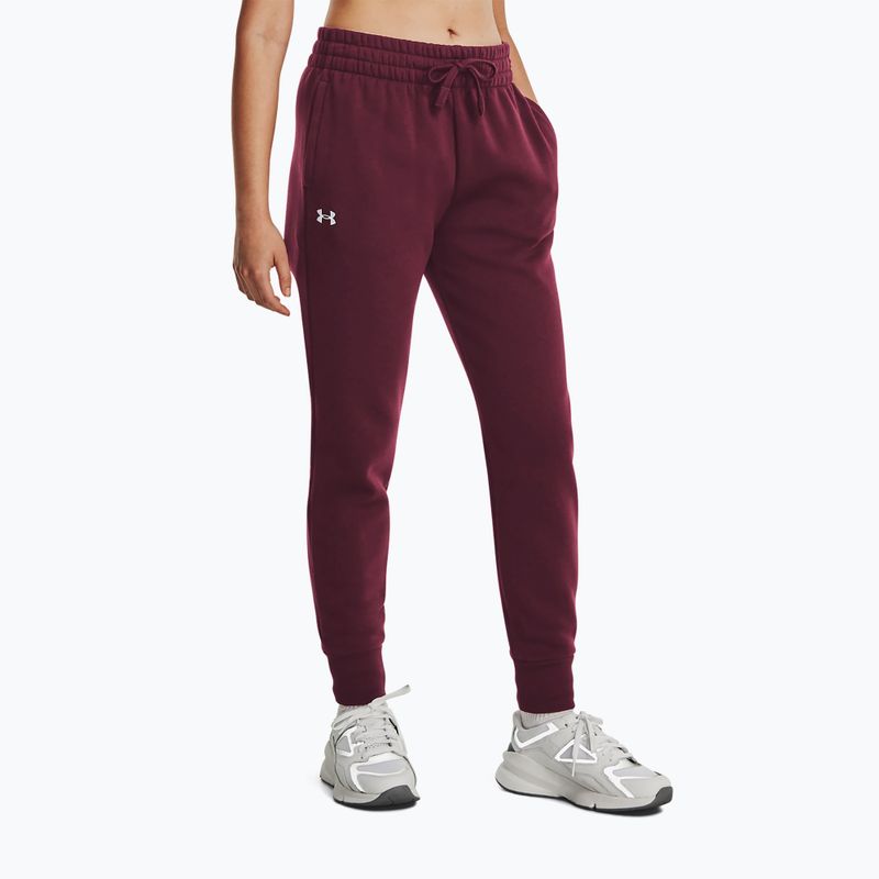 Pantaloni da allenamento Under Armour Rival Fleece da donna marrone scuro/bianco