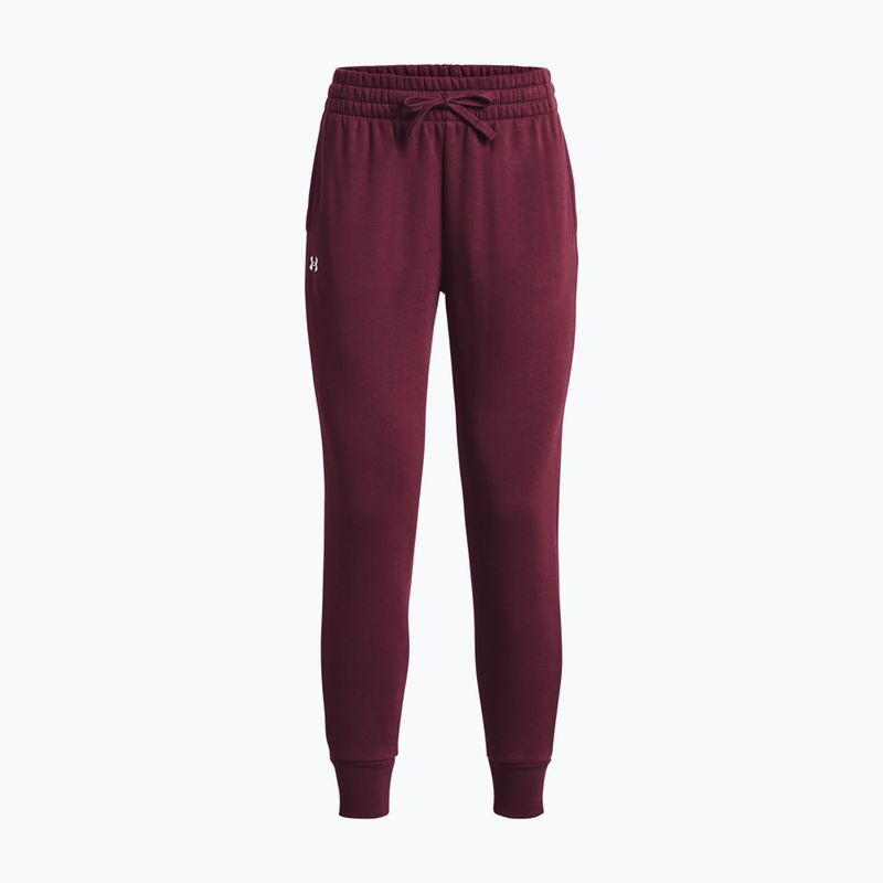 Pantaloni da allenamento Under Armour Rival Fleece da donna marrone scuro/bianco 5