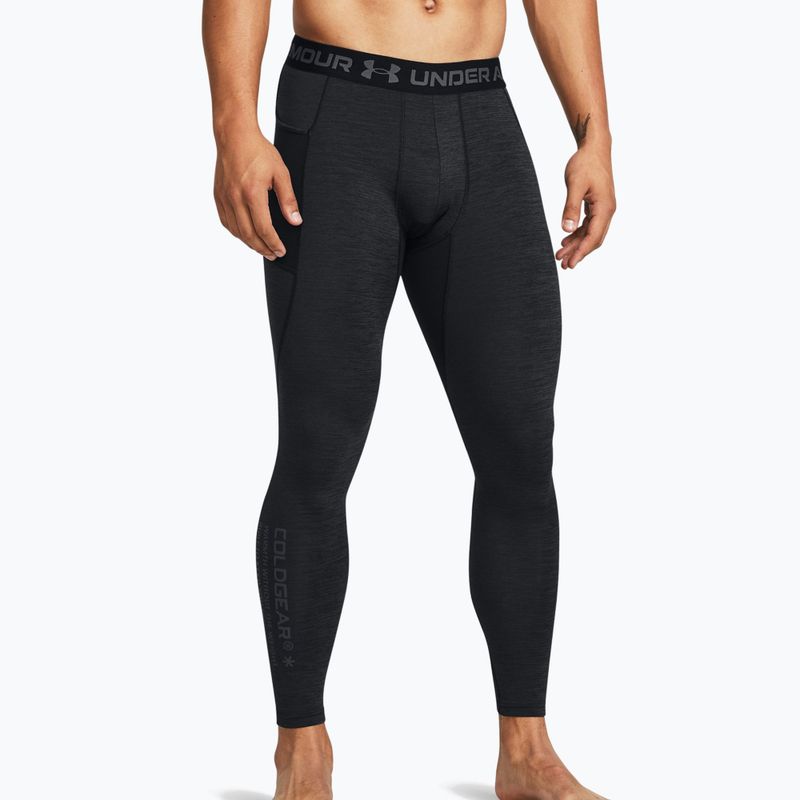 Leggings da allenamento Under Armour ColdGear Twist nero/grigio campo da calcio da uomo