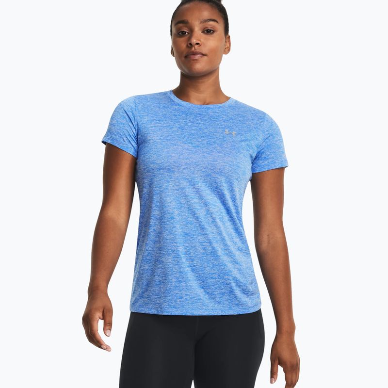 Maglietta da allenamento Under Armour Tech SSC da donna - Twist water/bianco/argento metallico