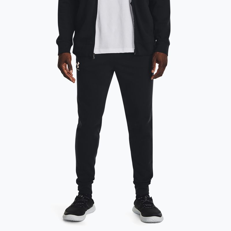 Pantaloni Under Armour Rival Terry Jogger da uomo, nero/bianco anice