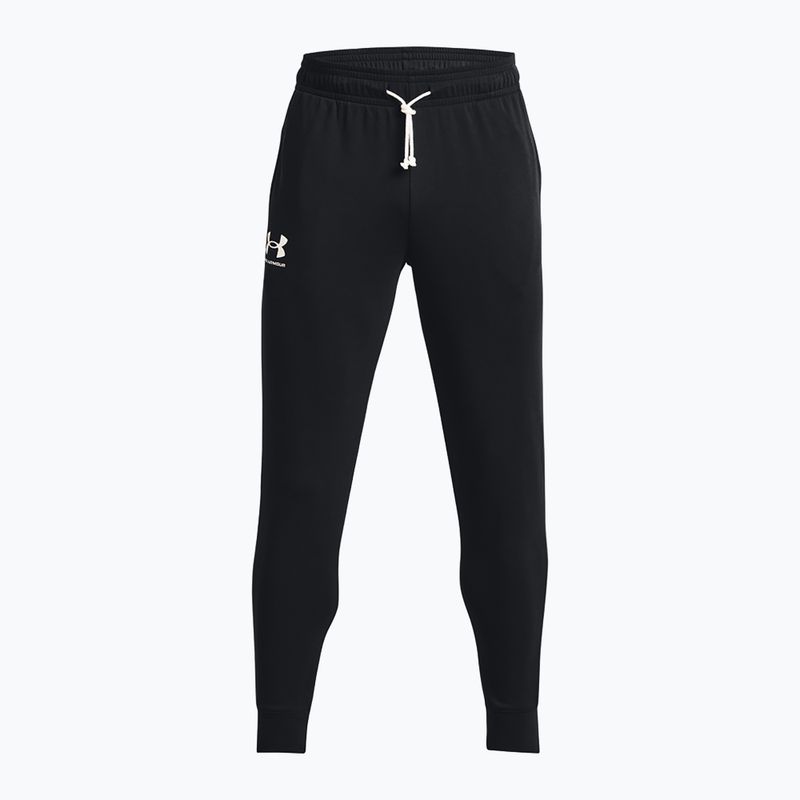 Pantaloni Under Armour Rival Terry Jogger da uomo, nero/bianco anice 5