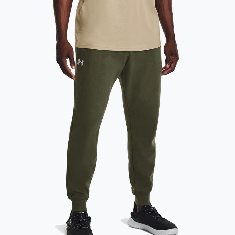 Under Armour Rival Fleece Joggers da uomo in verde/bianco