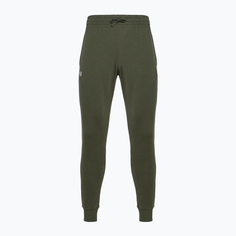 Under Armour Rival Fleece Joggers da uomo in verde/bianco 4