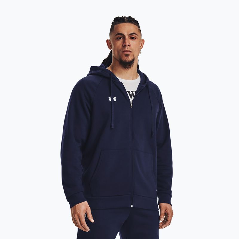 Felpa da allenamento Under Armour Rival Fleece FZ mezzanotte marina/bianca da uomo