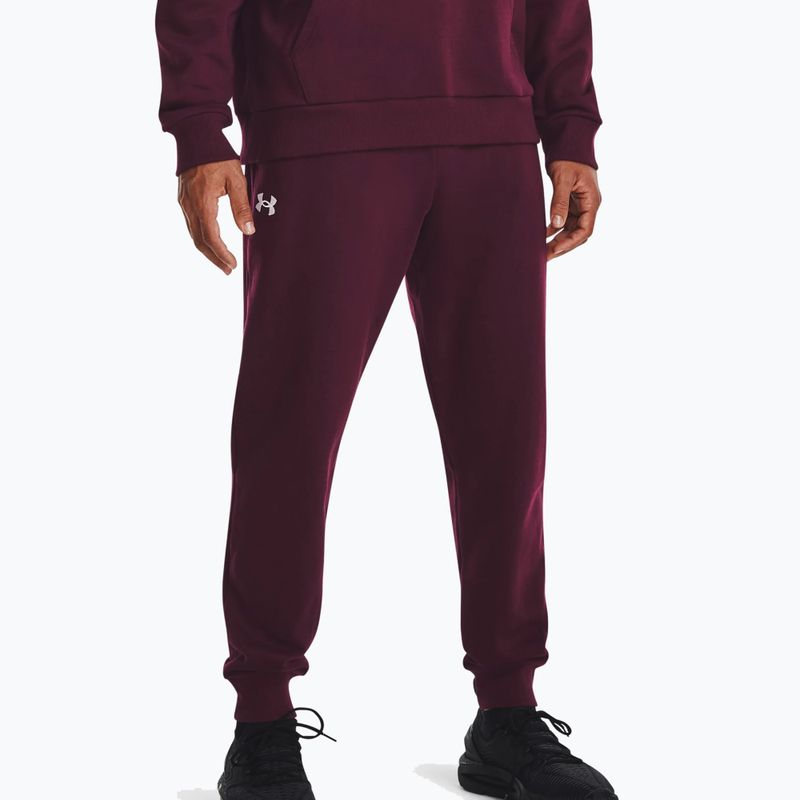 Pantaloni Under Armour Rival Fleece Joggers uomo marrone scuro/bianco