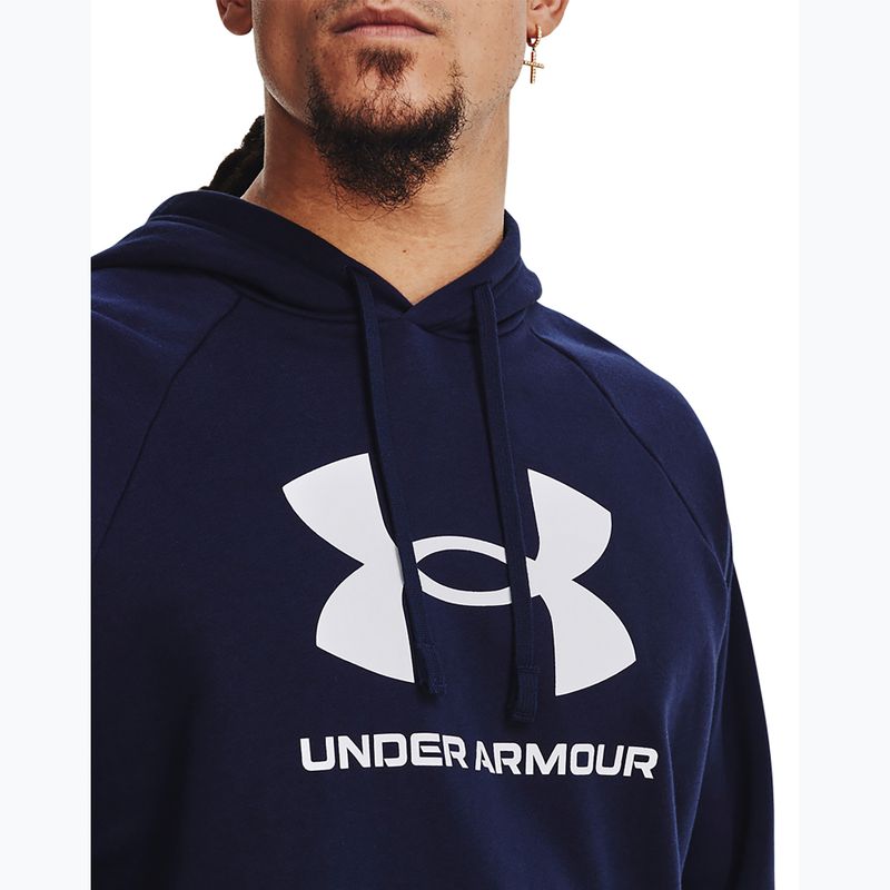 Felpa Under Armour Rival Fleece Logo HD da uomo, colore blu notte/bianco 4