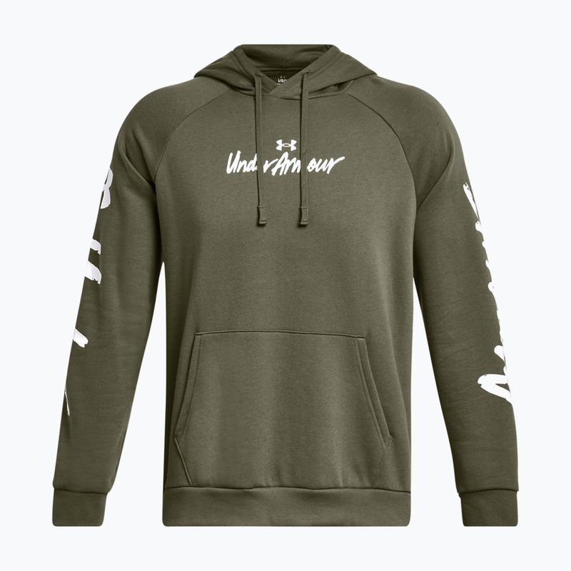 Felpa Under Armour Rival Fleece Graphic HD da uomo di colore verde/bianco 6