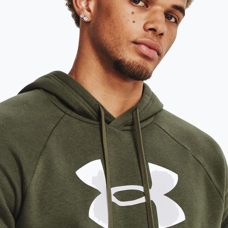 Felpa Under Armour Rival Fleece Logo HD da uomo di colore verde/bianco 3