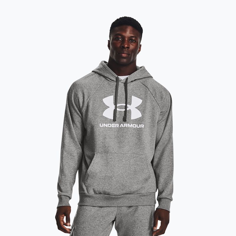 Felpa Under Armour Rival Fleece Logo HD Uomo castlerock light heather/bianco