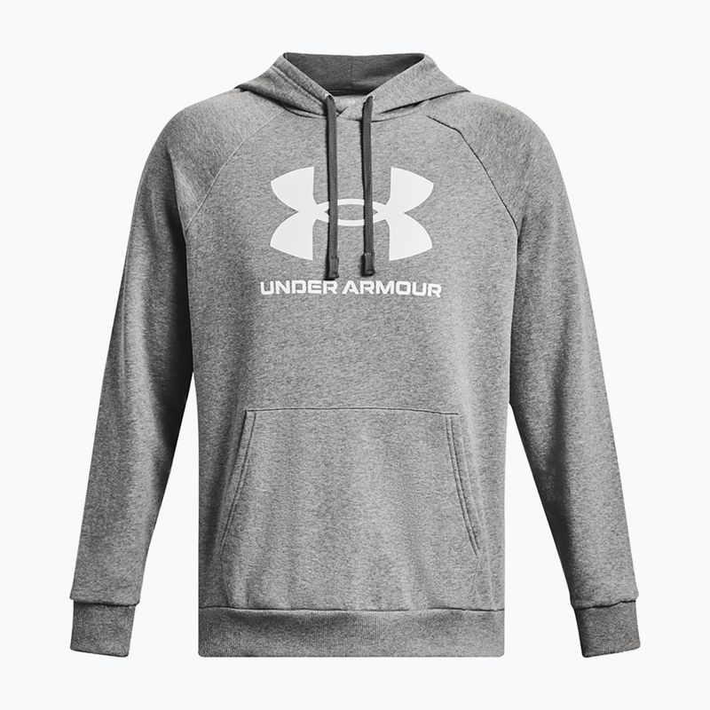 Felpa Under Armour Rival Fleece Logo HD Uomo castlerock light heather/bianco 4