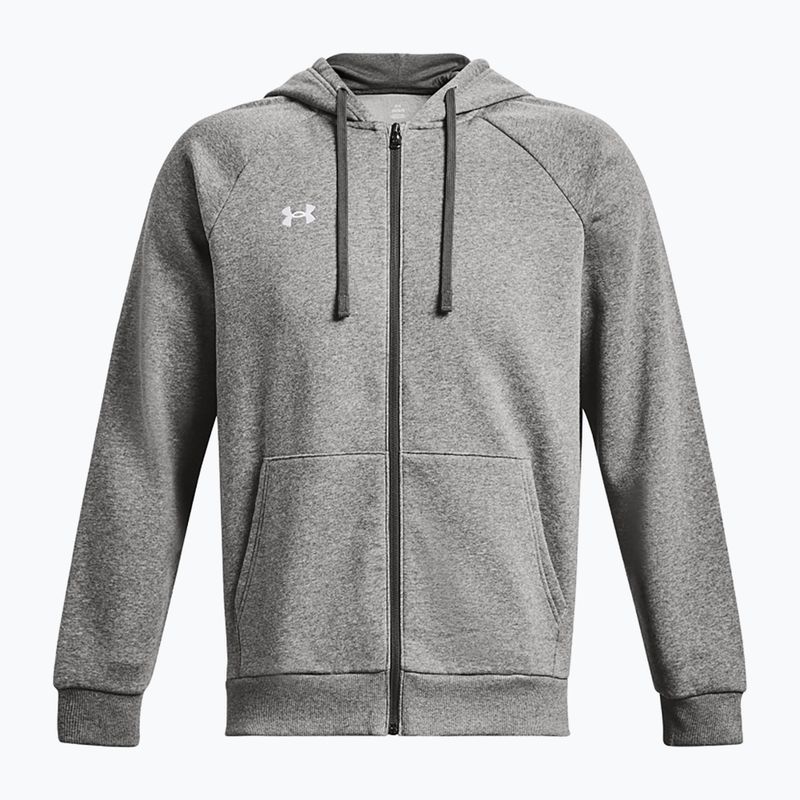 Felpa con cappuccio Under Armour Rival Fleece FZ Uomo castlerock light heather/bianco 5