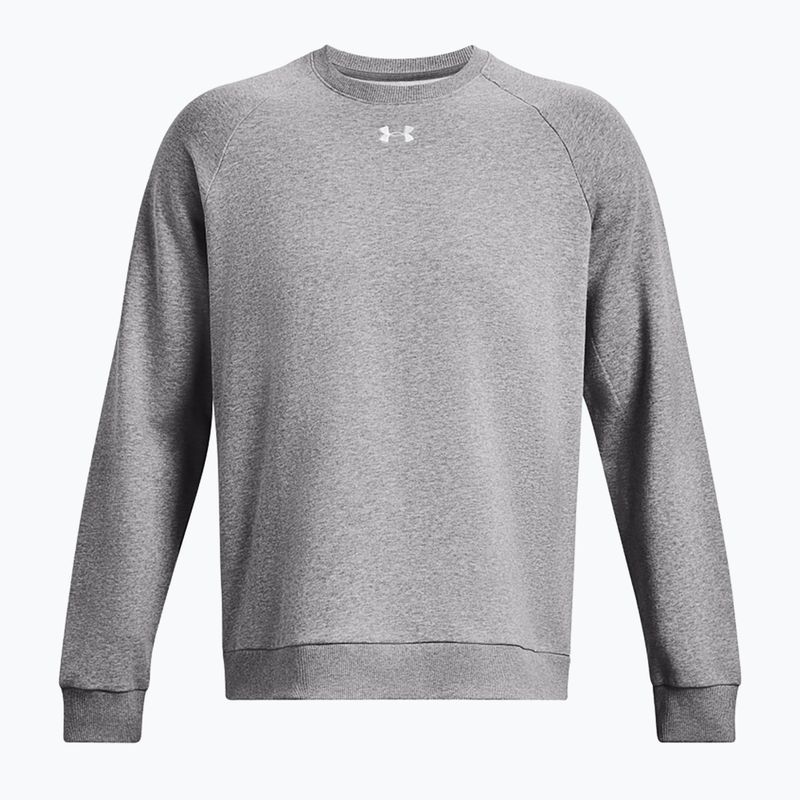 Felpa con cappuccio Under Armour Rival Fleece Crew Uomo castlerock light heather/bianco 5