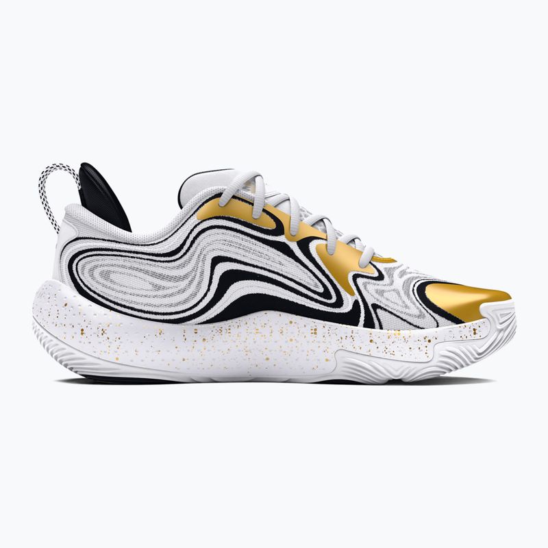 Under Armour Spawn 6 scarpe da basket bianco/nero/oro metallizzato 9