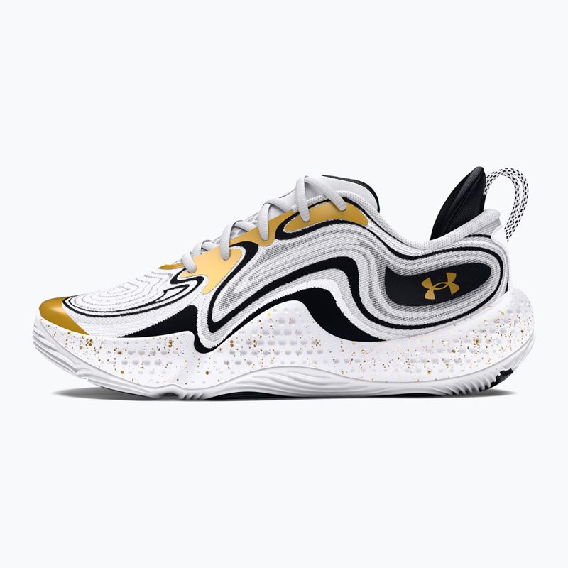 Under Armour Spawn 6 scarpe da basket bianco/nero/oro metallizzato 10