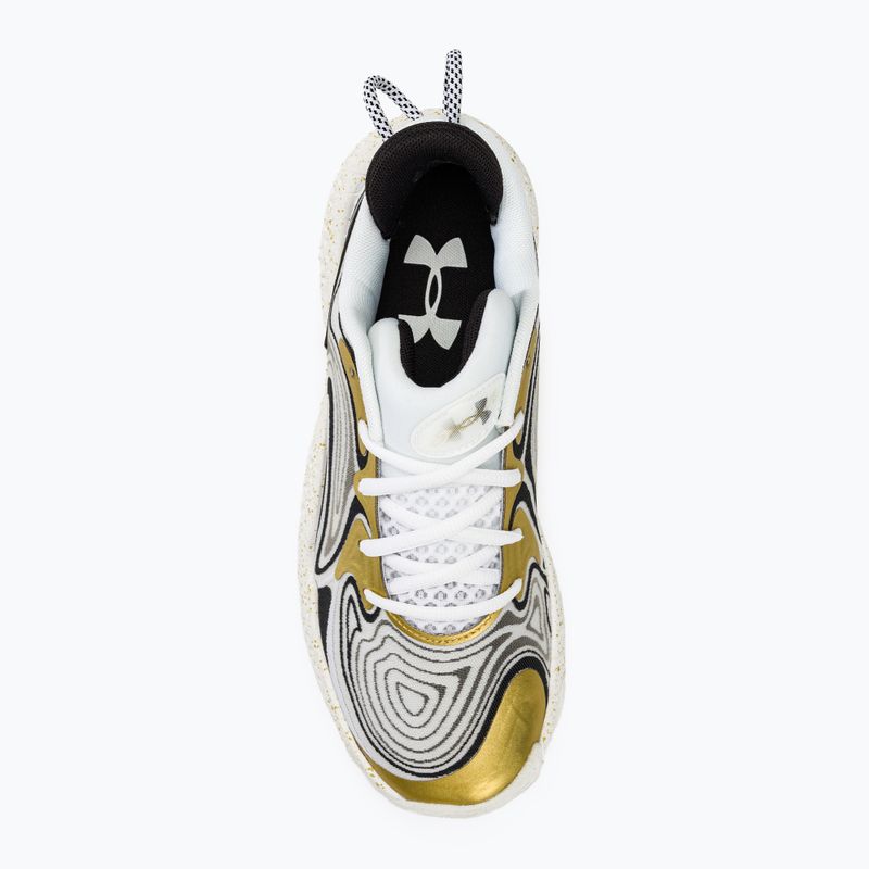 Under Armour Spawn 6 scarpe da basket bianco/nero/oro metallizzato 5